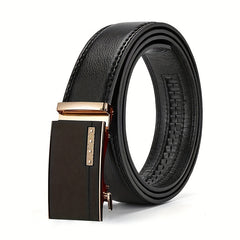 Men's PU Leather Belt Automatic Buckle Pants Belts for Business Daily