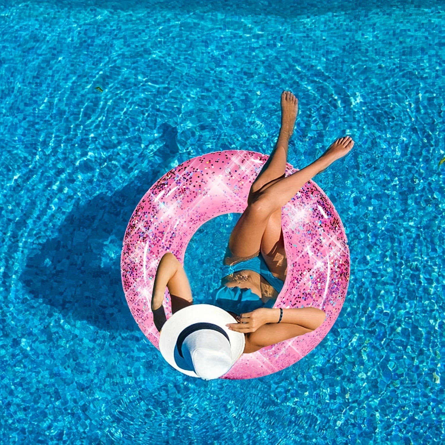 Glitter Swim Ring Inflatable Pool Tube for Kids & Adults
