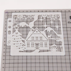 Christmas Snow House Reusable Stencil Drawing Templates DIY Layering Set