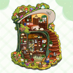 DIY 3D Mushroom Hut Sticker Scene Kit