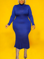  Women's Long Sleeve Turtle Neck Mermaid Dress
