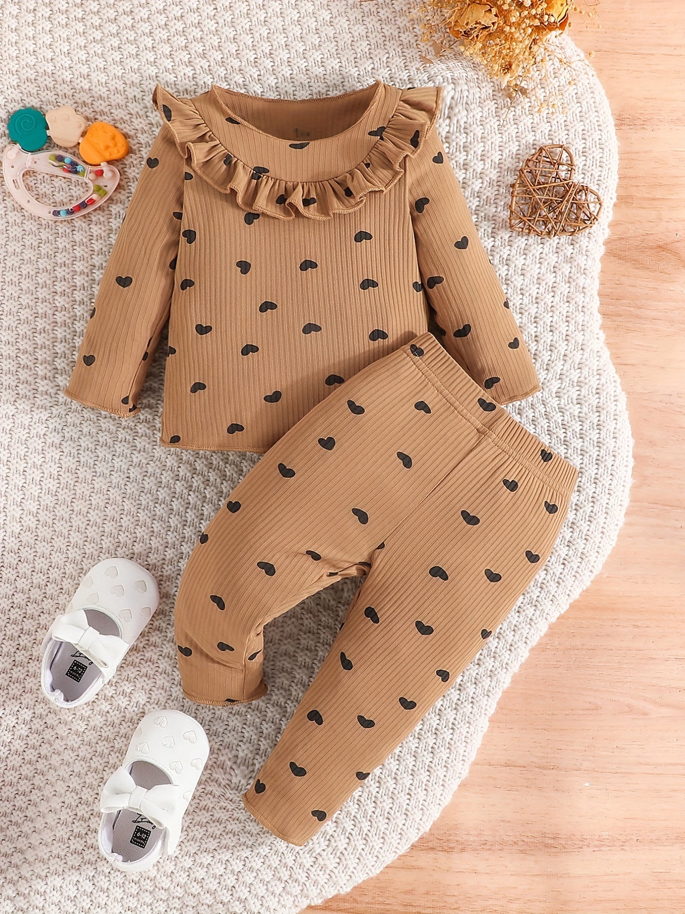 Toddler Girl Cherry Print 2 Piece Set Round Neck Long Sleeve & Trousers