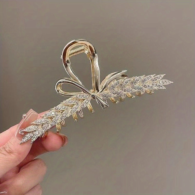 Wheat Shape Hair Claw Rhinestone Ponytail Holder Hair Accessories