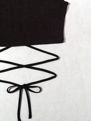 Sexy Lace Up Tie Back Tank Top Womens Crop Top
