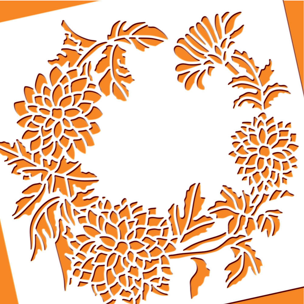 Chrysanthemum Scrapbook Stencil 300x300mm-Hollow Out Template for DIY Crafts