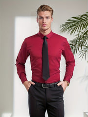 Men's Non Iron Shirt Top Long Sleeve Solid Business