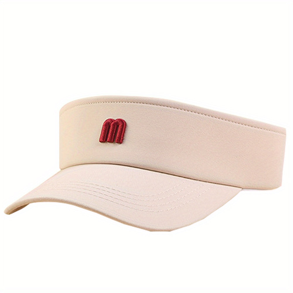 3D M Embroidery Visor Hat Solid Casual Sunshade UV Protection Sun Hat