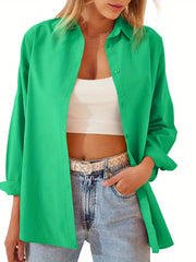  Solid Button Up Long Sleeve Shacket