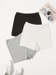 3 Pack Plus Size Basic Pajama Bottoms Set Women's Plus Solid Elastic Waist