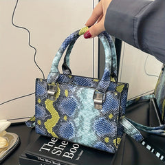 Snake Pattern Tote Bag Faux Leather Shoulder Bag