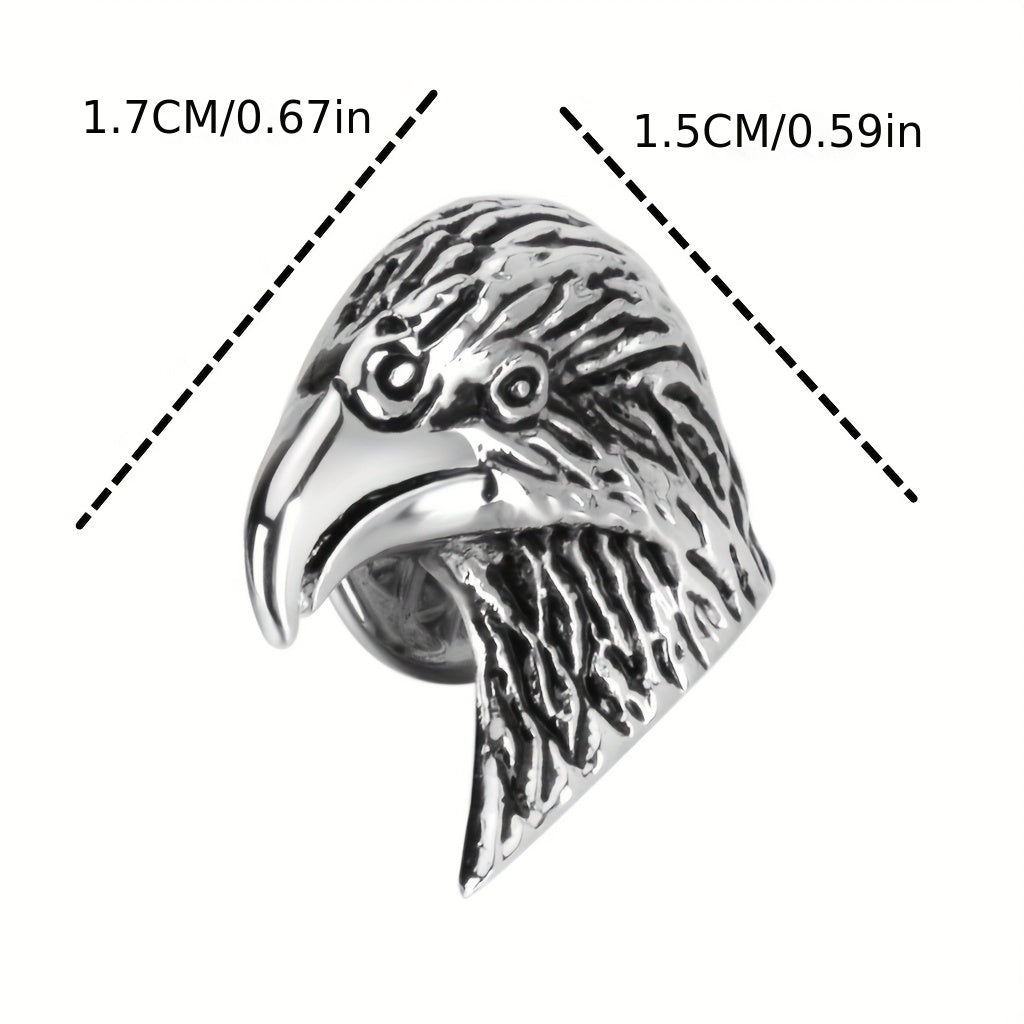 Silver Retro Eagle Head Brooch Men Jewelry Gift Pin Suit Collar Pin Metal Corsag