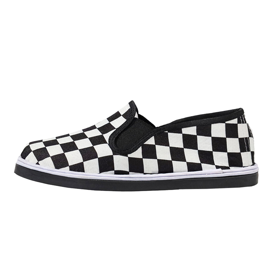 Women's Checker Pattern Canvas Shoes Slip On Flat Loafers