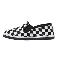 Women's Checker Pattern Canvas Shoes Slip On Flat Loafers
