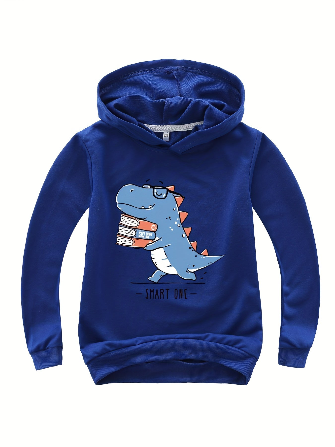 Girls Dino Graphic Hooded Pullover for Spring Fall