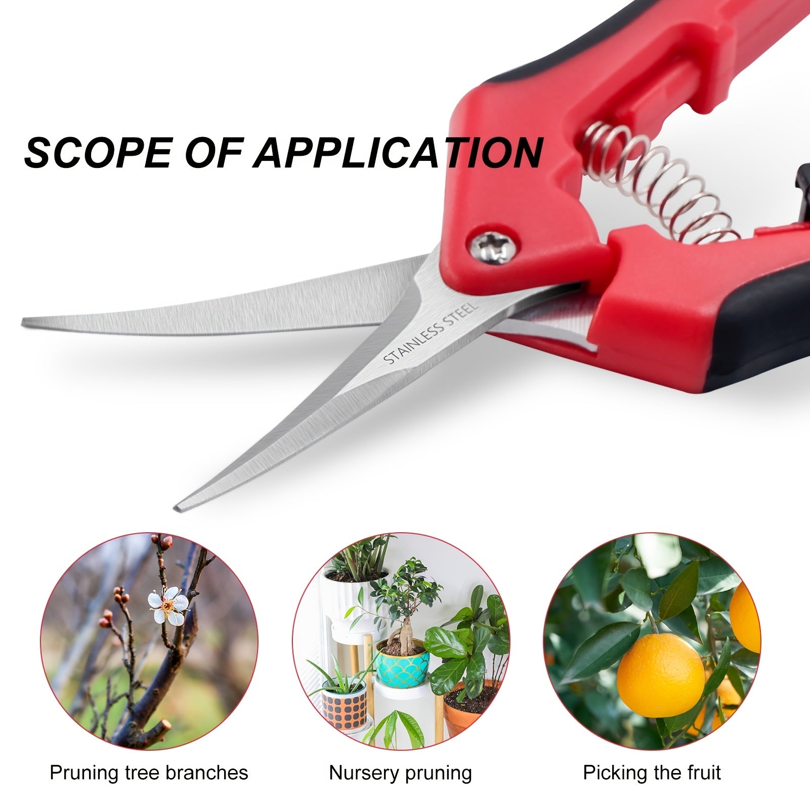 3pcs Pruning Shears Straight Blades Stainless Steel Pruning Scissors