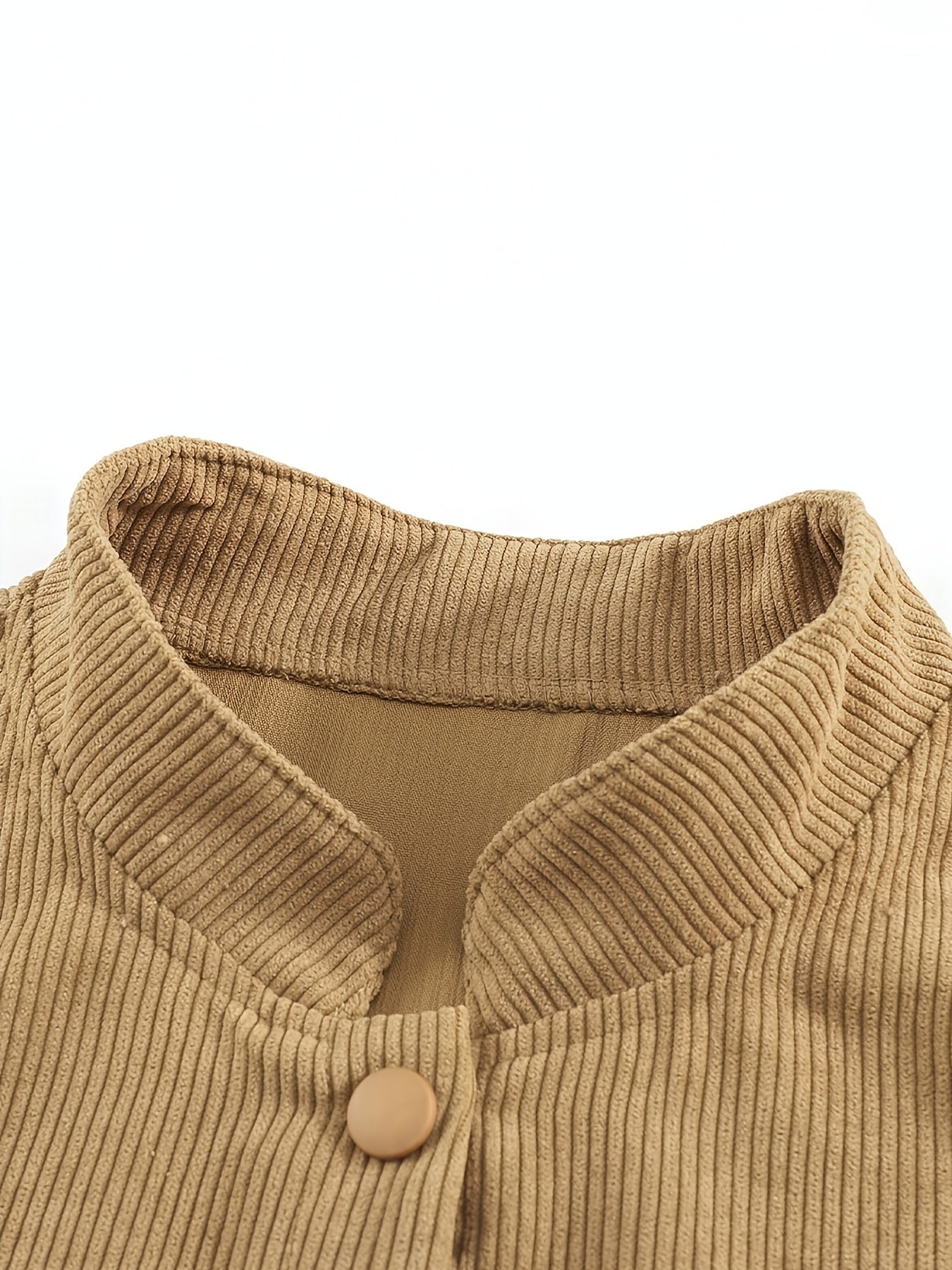 Solid Stand Collar Long Sleeve Buckle Jacket