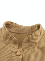 Solid Stand Collar Long Sleeve Buckle Jacket