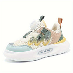 Girl's Rotating Buckle Chunky Shoes Mesh Breathable Soft Sole Sneakers