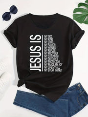 Women's Letter Print Casual T Shirt Crew Neck Short Sleeve Top