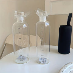 500ml 700ml Transparent Leakproof Sports Water Bottle with Time Scale