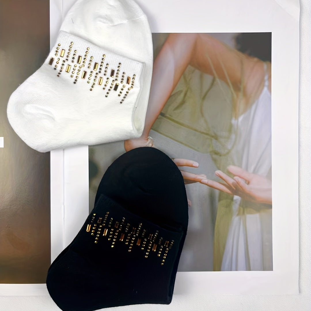 5 Pairs Rhinestone Crew Socks for Women