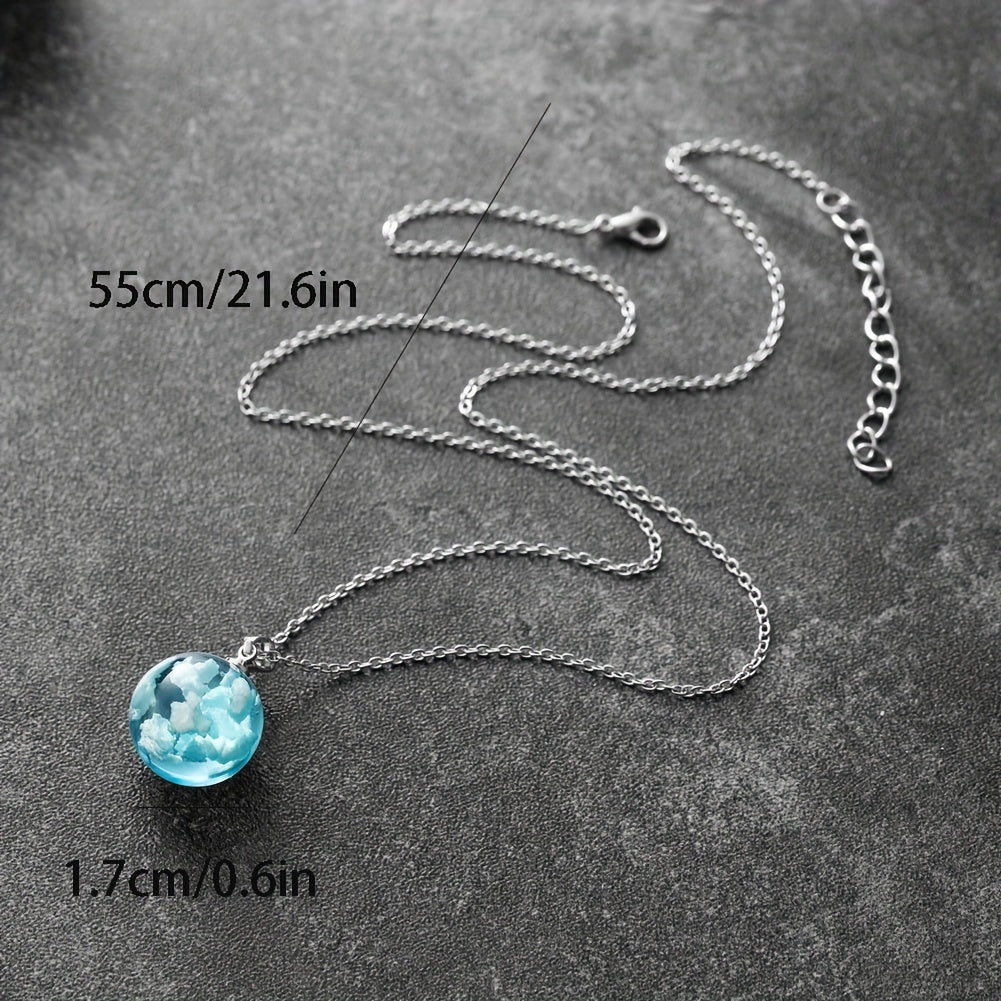 Clear Sky & Clouds Globe Pendant Necklace