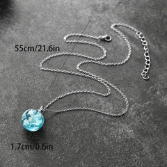 Clear Sky & Clouds Globe Pendant Necklace