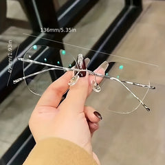 Rimless Anti Light Glasses For Women Men Clear Lens Nearsighted Myopia Glasses