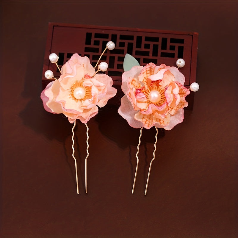 Chinese Style Flower Head Piece Hairpin Women's Accessories