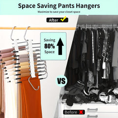 9 Layers Pants Hangers Space Saving Stainless Steel Rack S Type Closet Organizer