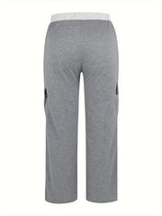  Wide Leg Cargo Trousers Elastic Drawstring High Rise