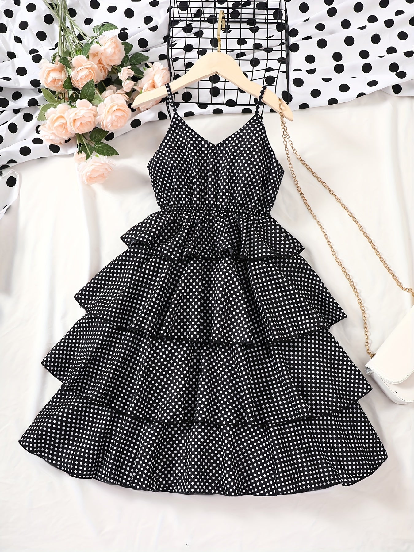 Girls Polka Dot Print Party Dress Kids Summer Clothes