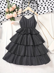 Girls Polka Dot Print Party Dress Kids Summer Clothes