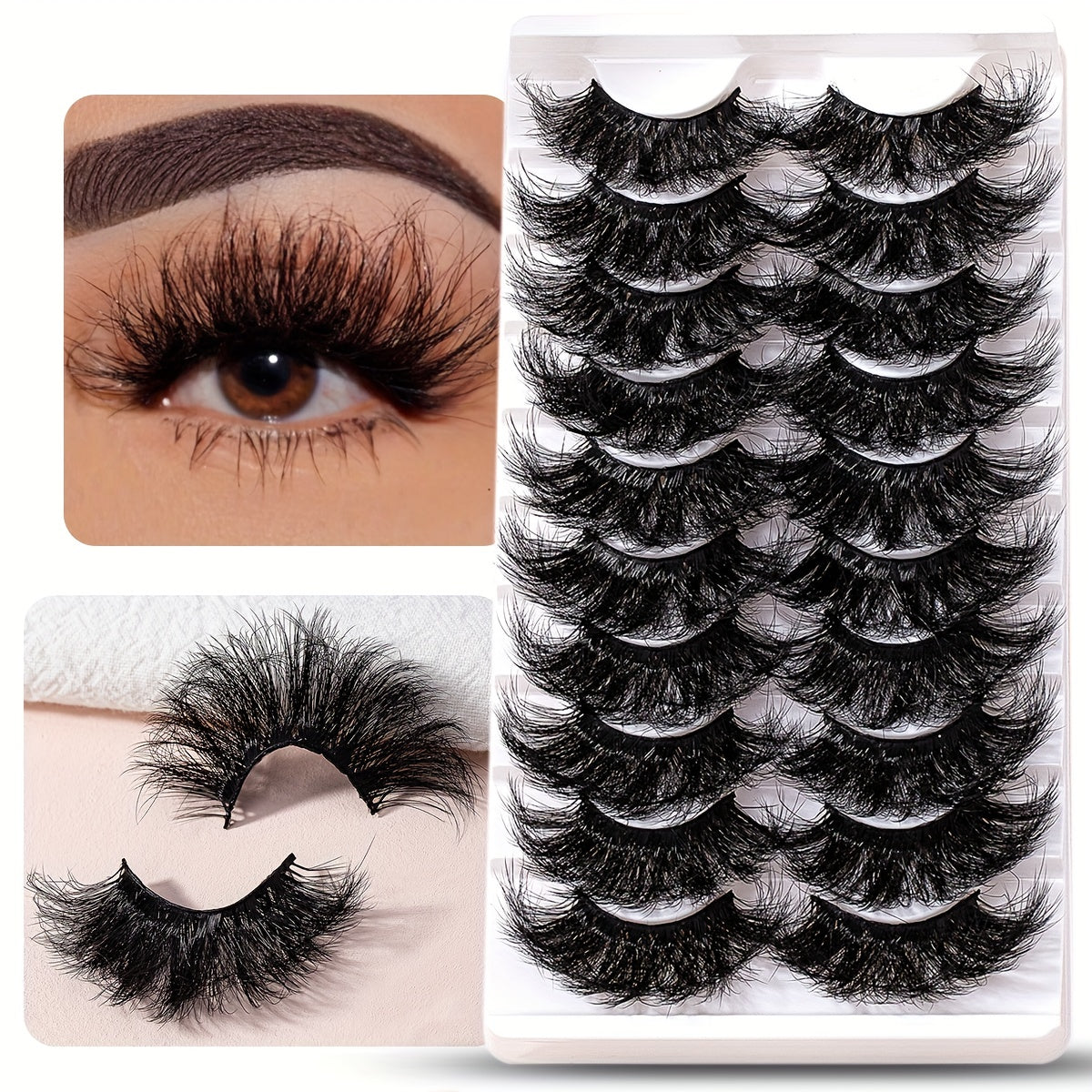 25mm Fluffy False Eyelashes Faux Mink Thick Fluffy Lashes Natural Look