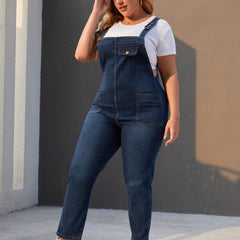  High Rise Straight Leg Denim Overalls Women's Plus