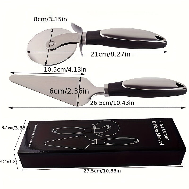 Pizza Cutter & Shovel Set Stainless Steel Slicer Server