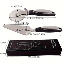 Pizza Cutter & Shovel Set Stainless Steel Slicer Server