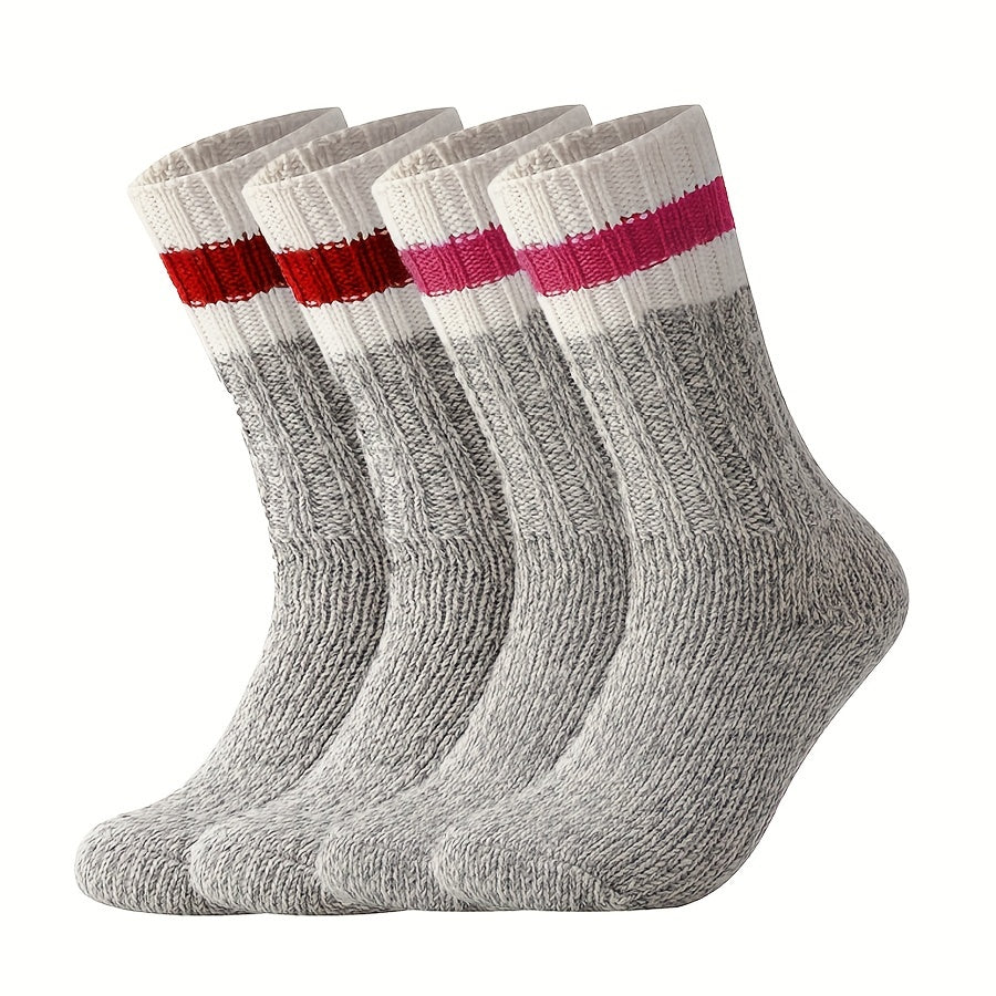 2 Pairs Striped Mid Tube Socks Women's Stockings & Hosiery