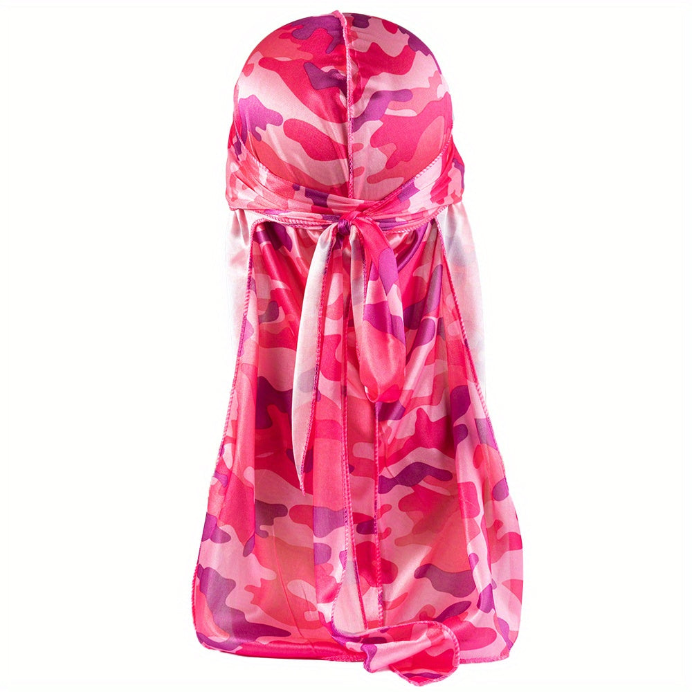 Men's Silk Camo Durag Street Style Pirate Hats & Long Tail Headscarves