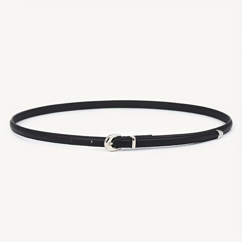 Oval Buckle PU Belt Candy Dress Pants Belt Women Thin Waist Belts