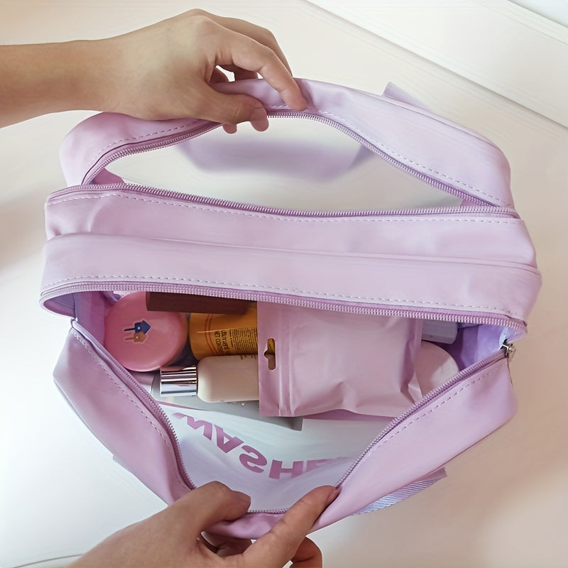 Purple Toiletry Bag Travel Bag With Handle Dry Wet Separation Makeup Cosmetic