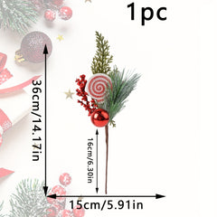 1pc Artificial Red Pulp Fruit Pine Needle Branch Christmas Decoration DIY