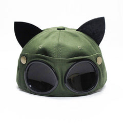 Cat Ears Aviator Glasses Baseball Cap Peaked Cap Unisex Cat Ear