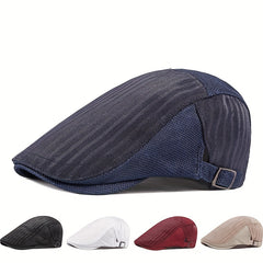 Breathable Mesh Newsboy Caps Summer Sun Protection Golf Hats Duckbill Visor