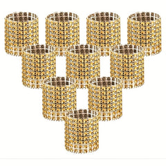10PCS Alloy Flower Crystal Napkin Rings for Wedding & Party Decor