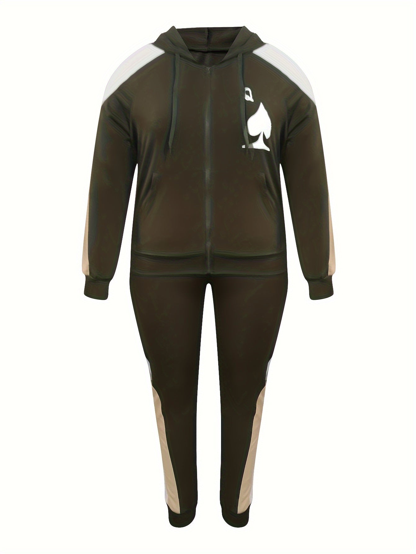  Colorblock Graphic Print Hoodie & Pants Set