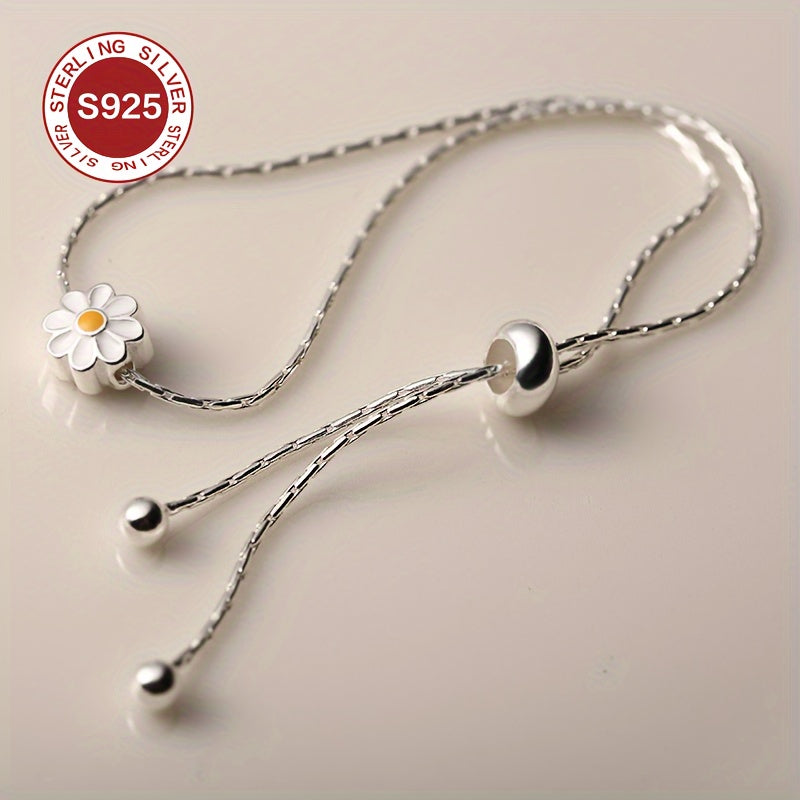 925 Sterling Silver Daisy Flower Bracelet Hypoallergenic Charm Wristlet