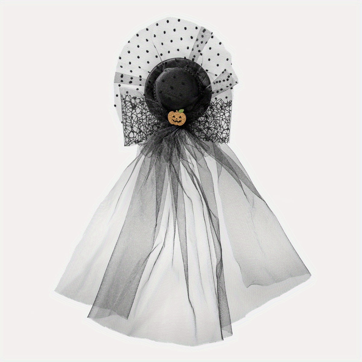 Halloween Pumpkin Decor Head Veil Mesh Lace Hair Accessory