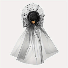 Halloween Pumpkin Decor Head Veil Mesh Lace Hair Accessory