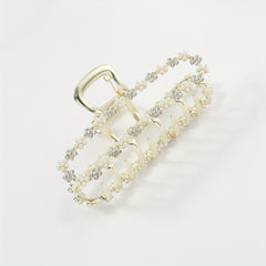 Faux Pearl Rhinestone Hair Claw Ponytail Holder